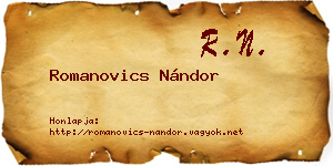 Romanovics Nándor névjegykártya