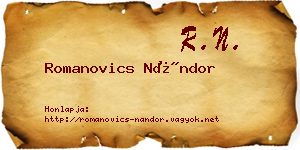 Romanovics Nándor névjegykártya