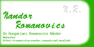 nandor romanovics business card
